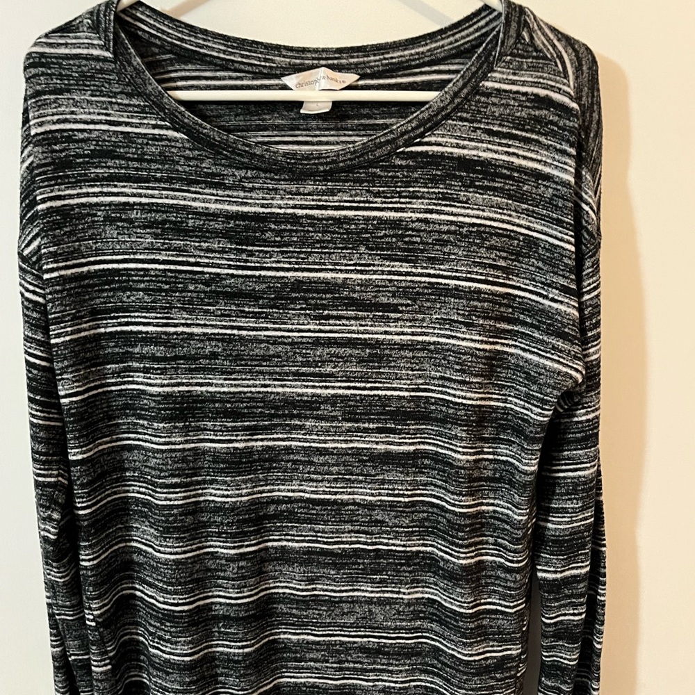 Christopher and Banks size large Striped Black and White Long Sleeve Top